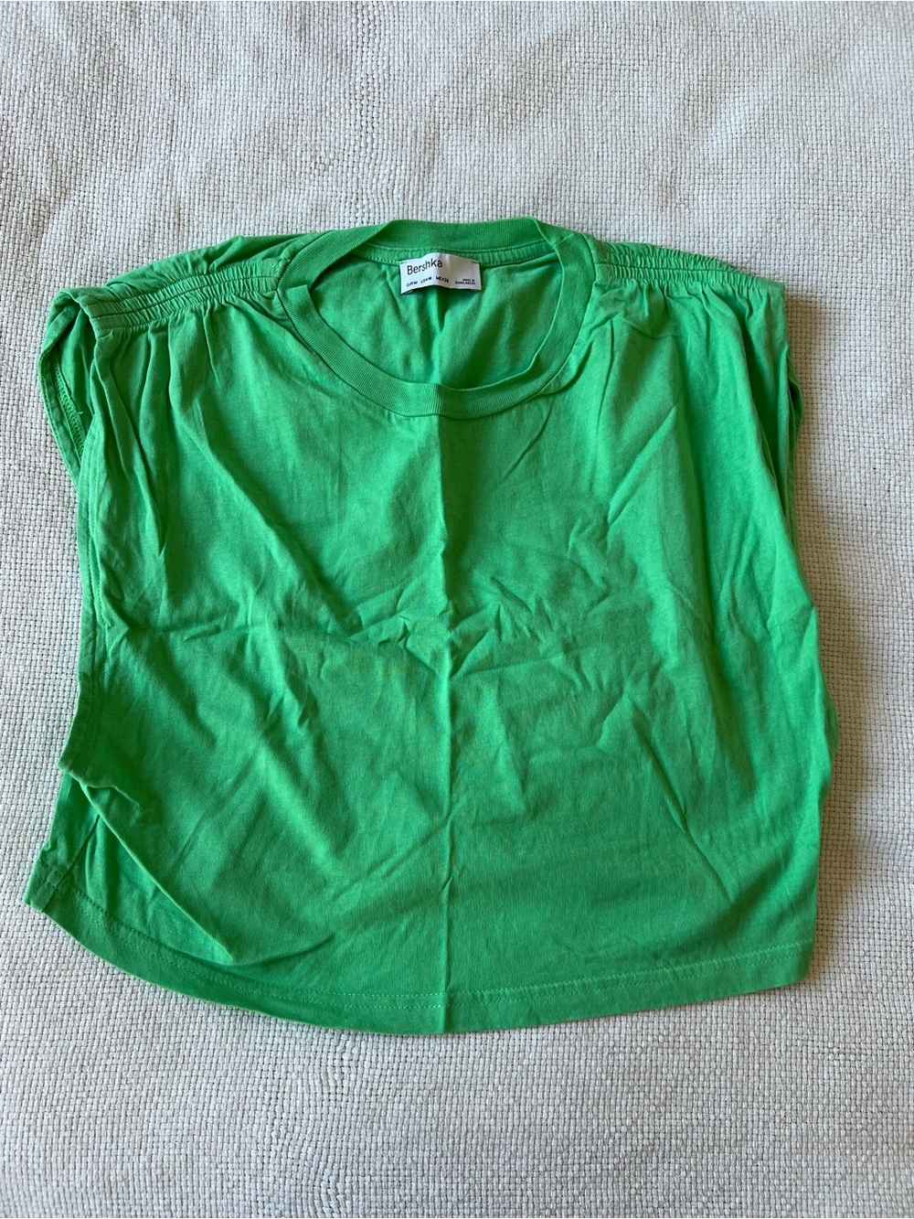 Bershka Green Short Sleeve Crop Top